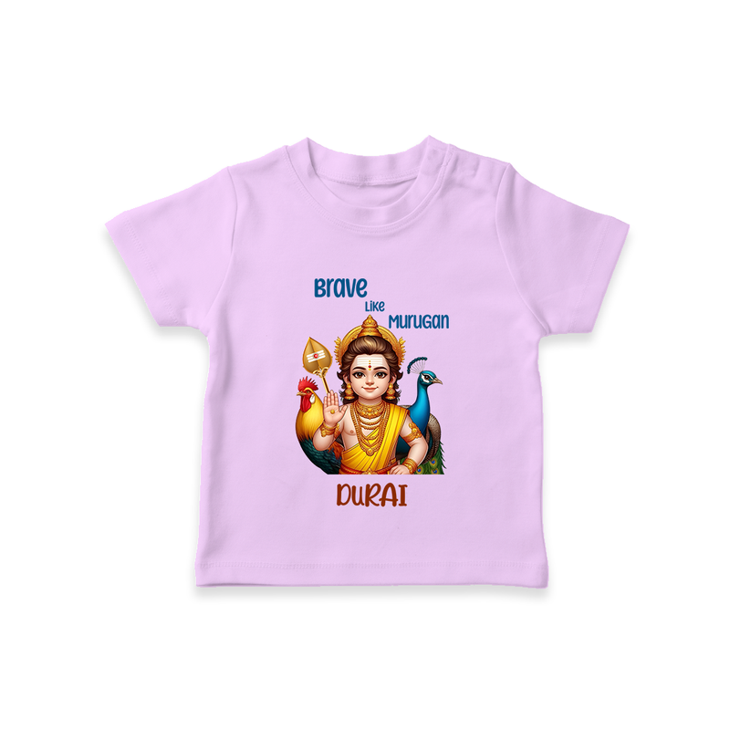 Brave Like Murugan - Customized T-Shirt For Kids With Name - LILAC - 0-5 Months Old (Chest 17")