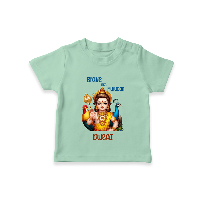 Brave Like Murugan - Customized T-Shirt For Kids With Name - MINT GREEN - 0-5 Months Old (Chest 17")