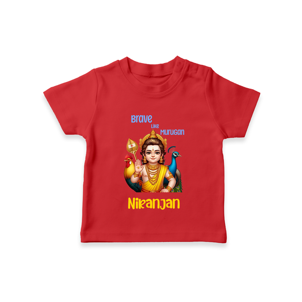Brave Like Murugan T-Shirt | Personalized Baby T-Shirt for Murugan's Strength - RED - 0-5 Months Old (Chest 17")