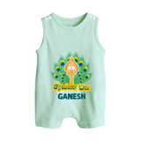 Saravana Bhava Romper Suit | Custom Baby Romper Suit for Murugan Worship - MINT GREEN - 0 - 5 Months Old (Chest 18")