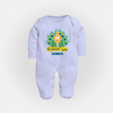 Saravana Bava - Customized Sleep Suit For Babies With Name - BABY BLUE - New Born (Chest 7.5")