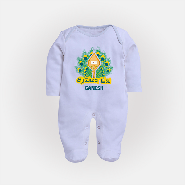 Saravana Bava - Customized Sleep Suit For Babies With Name - BABY BLUE - New Born (Chest 7.5")