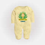 Saravana Bava - Customized Sleep Suit For Babies With Name - PASTEL YELLOW - New Born (Chest 7.5")