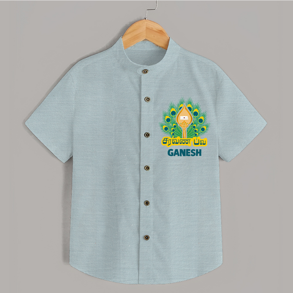 Saravana Bhava Shirt | Custom Baby Shirt for Murugan Worship - ARCTIC BLUE - 0 - 6 Months Old (Chest 23")