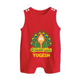 Saravana Bhava Romper Suit | Custom Baby Romper Suit for Murugan Worship - RED - 0 - 5 Months Old (Chest 18")