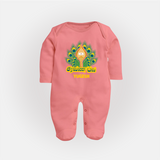 Saravana Bava - Customized Sleep Suit For Babies With Name - PEACH - New Born (Chest 7.5")