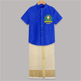 Saravana Bava - Customized Shirt And Dhoti For Kids With Name - ROYAL BLUE - 0 - 6 Months Old (Chest-23") (Dhoti length-14")