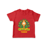 Saravana Bava - Customized T-Shirt For Kids With Name - RED - 0-5 Months Old (Chest 17")