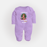 Vetrivel Muruganuku Arogara - Customized Sleep Suit For Babies With Name - LILAC - New Born (Chest 7.5")