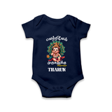 Vetrivel Muruganuku Arohara Romper / Onesie | Personalized Baby Romper / Onesie for Murugan Devotees - NAVY BLUE - New Born (Chest 14")