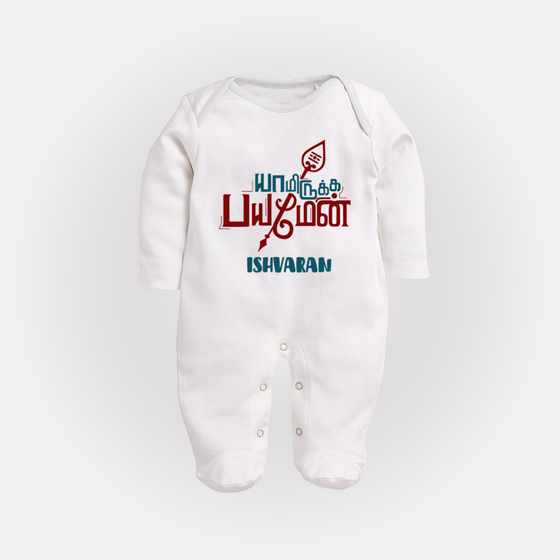 Yamirukka Bayamen - Customized Sleep Suit For Babies With Name - WHITE - New Born (Chest 7.5")