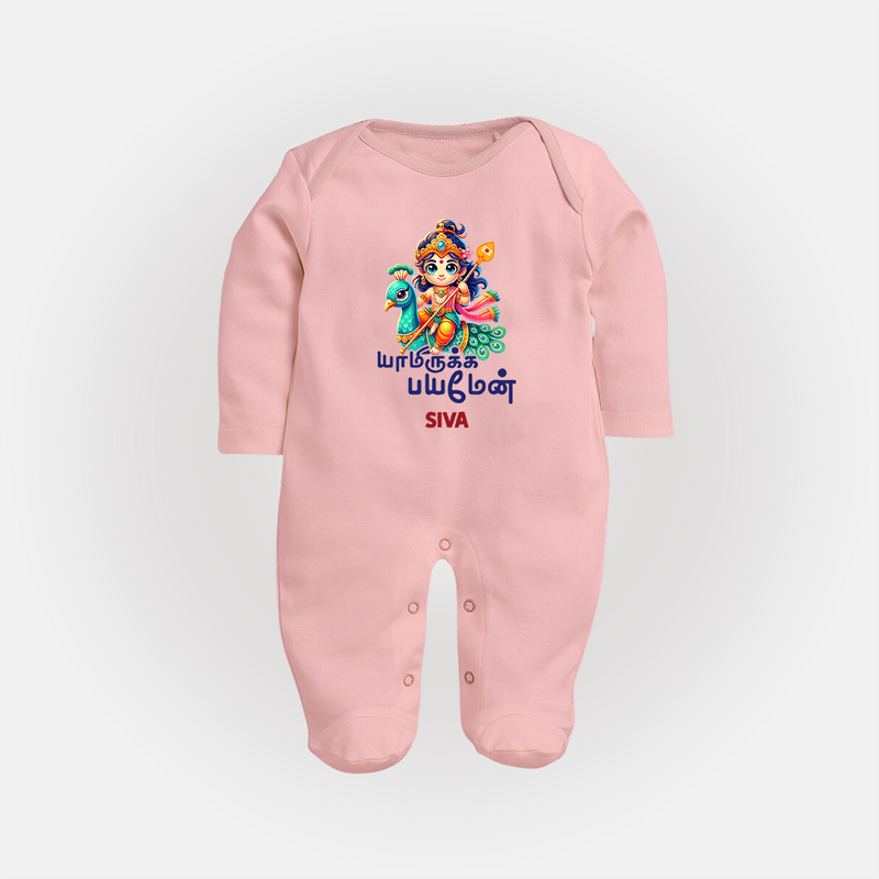 Yamirukka Bayamen Themed Sleep Suit For Babies With Name - BABY PINK - New Born (Chest 7.5")