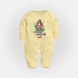 Yamirukka Bayamen Themed Sleep Suit For Babies With Name - PASTEL YELLOW - New Born (Chest 7.5")