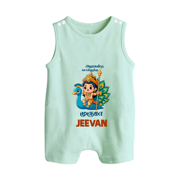 Alagendra Solluku Muruga Romper Suit | Personalized Baby Romper Suit for Murugan Celebrations - MINT GREEN - 0 - 5 Months Old (Chest 18")