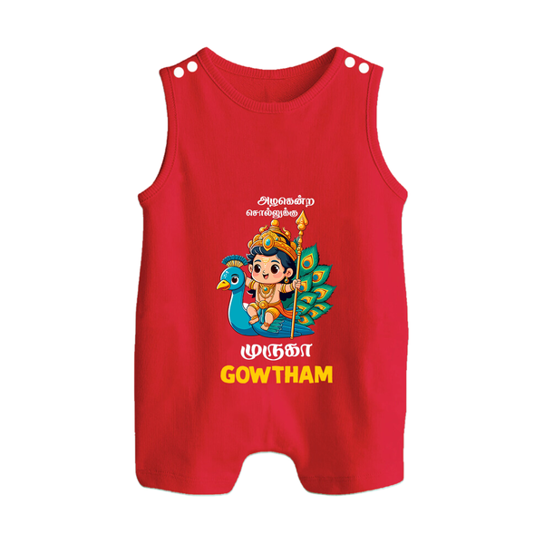 Alagendra Solluku Muruga Romper Suit | Personalized Baby Romper Suit for Murugan Celebrations - RED - 0 - 5 Months Old (Chest 18")