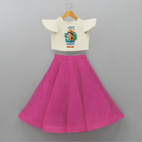 Muruga - Customized Crop Top And Skirt For Kids With Name - FUSCHIA - 6 - 9 Months Old (Chest 20" , Frock Waist 20")