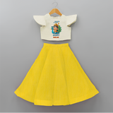 Muruga - Customized Crop Top And Skirt For Kids With Name - YELLOW - 6 - 9 Months Old (Chest 20" , Frock Waist 20")