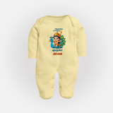 Muruga - Customized Sleep Suit For Babies With Name - PASTEL YELLOW - New Born (Chest 7.5")