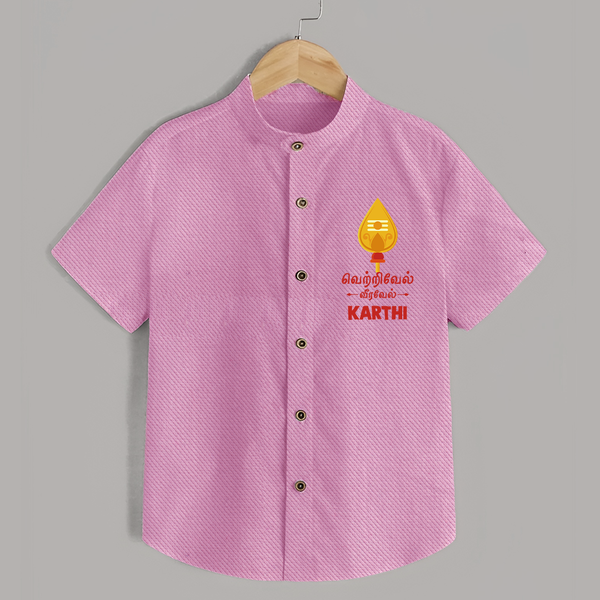 Vetrivel VeeraVel Shirt | Custom Baby Shirt for Murugan's Divine Power - BABY PINK - 0 - 6 Months Old (Chest 23")