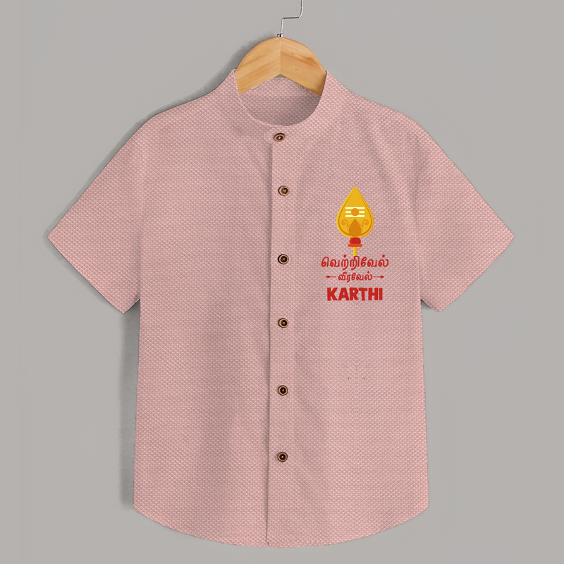 Vetrivel VeeraVel Shirt | Custom Baby Shirt for Murugan's Divine Power - PEACH - 0 - 6 Months Old (Chest 23")