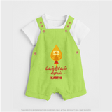 Vetrivel Veeravel - Customized Dungaree Set For Kids With Name - GREEN - 0 - 5 Months Old (Chest 18")