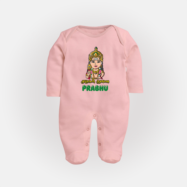 Murugan Thunai Sleep Suit | Personalized Baby Sleep Suit for Murugan's Protection - BABY PINK - New Born (Chest 7.5")