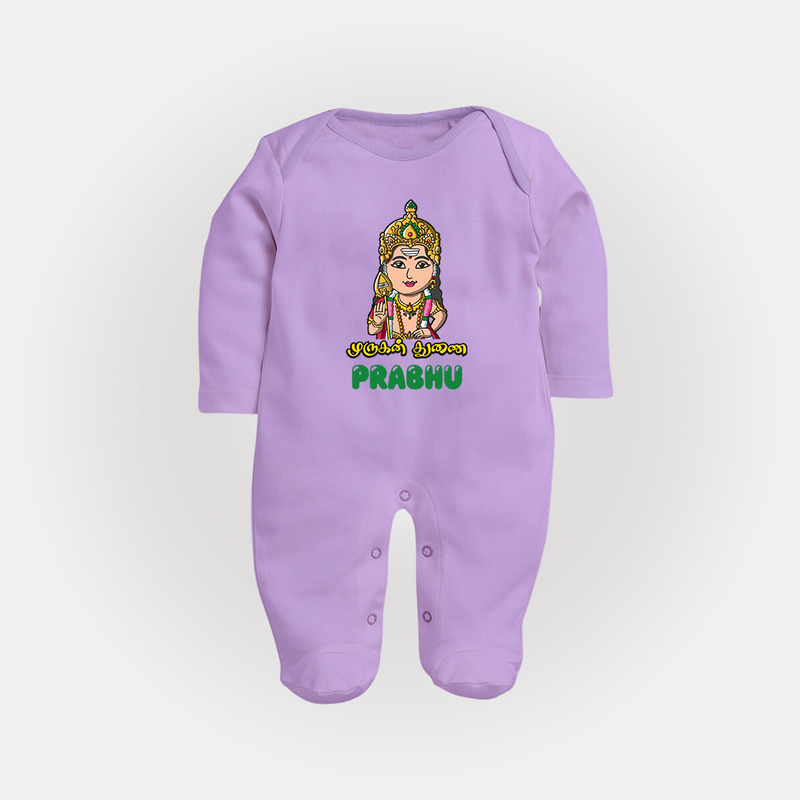 Murugan Thunai Sleep Suit | Personalized Baby Sleep Suit for Murugan's Protection - LILAC - New Born (Chest 7.5")