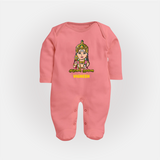 Murugan Thunai - Customized Sleep Suit For Babies With Name - PEACH - New Born (Chest 7.5")