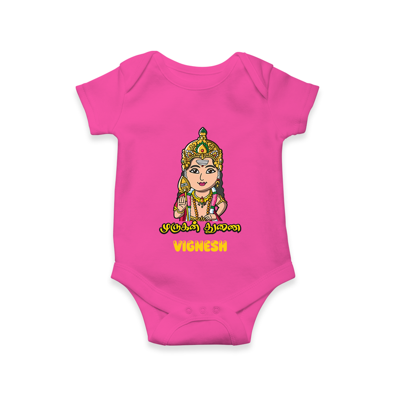 Murugan Thunai - Customized Romper For Babies With Name - HOT PINK - 0 - 3 Months Old (Chest 16")