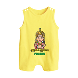 Murugan Thunai - Customized Romper Suit For Babies With Name - PASTEL YELLOW - 0 - 5 Months Old (Chest 18")