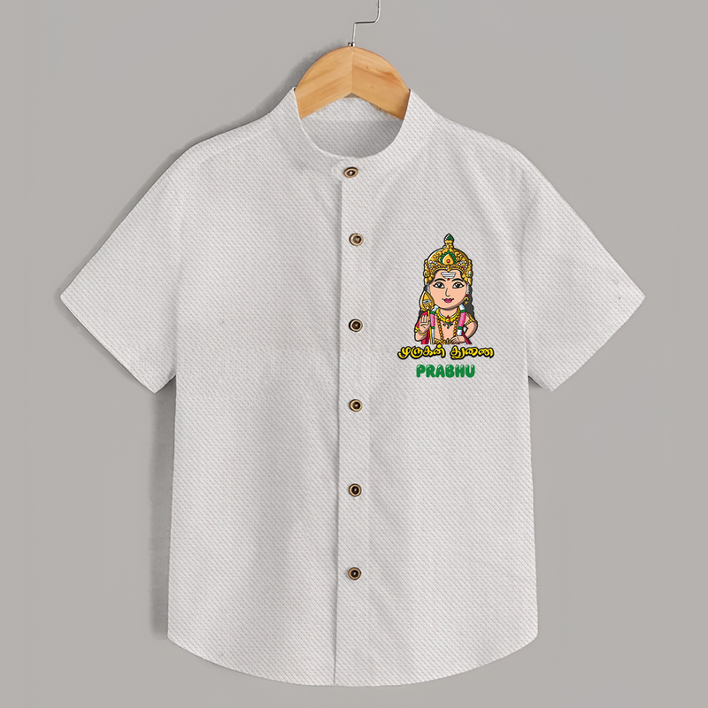 Murugan Thunai - Customized Shirt For Kids With Name - WHITE - 0 - 6 Months Old (Chest 23")