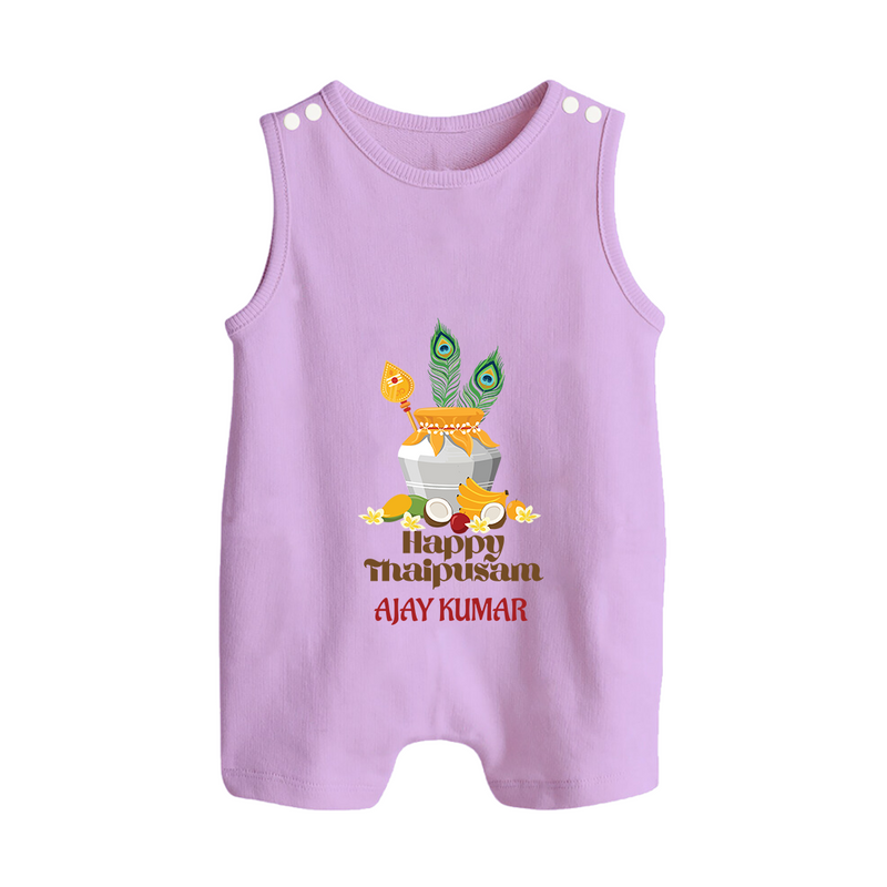 Happy Thaipusam - Customized Romper Suit For Babies With Name - LILAC - 0 - 5 Months Old (Chest 18")