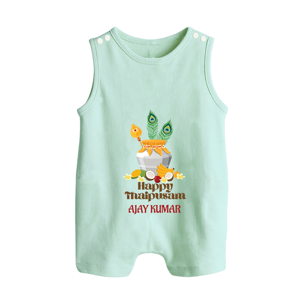 Happy Thaipusam - Customized Romper Suit For Babies With Name - MINT GREEN - 0 - 5 Months Old (Chest 18")