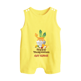 Happy Thaipusam - Customized Romper Suit For Babies With Name - PASTEL YELLOW - 0 - 5 Months Old (Chest 18")