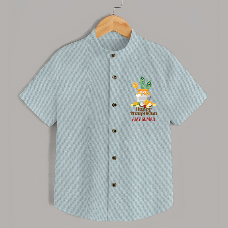 Happy Thaipusam - Customized Shirt For Kids With Name - ARCTIC BLUE - 0 - 6 Months Old (Chest 23")