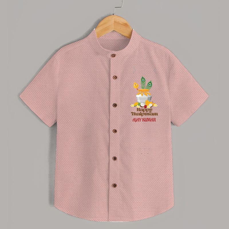 Happy Thaipusam - Customized Shirt For Kids With Name - PEACH - 0 - 6 Months Old (Chest 23")