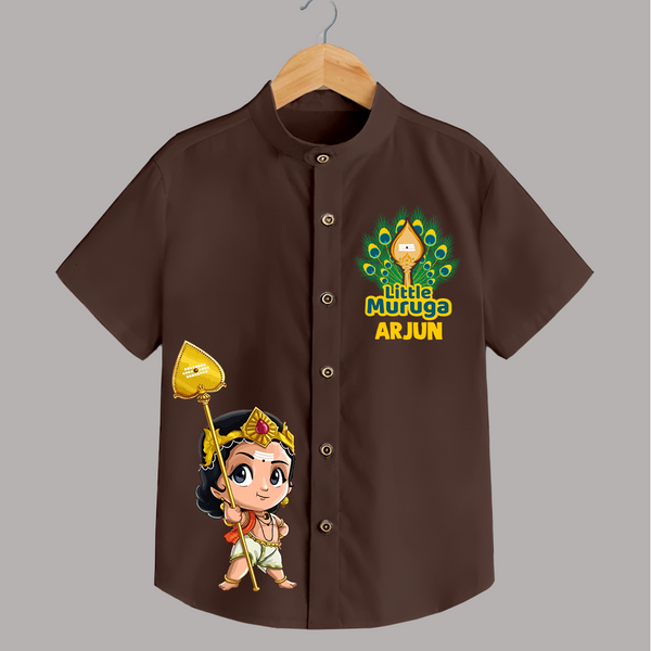 Muruga Devotional Shirt | Special Edition for Spiritual Occasions - CHOCOLATE BROWN - 0 - 6 Months Old (Chest 23")