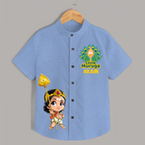 Little Murugan Imprinted Murugan Themed Customized Special Shirt For Kids - SKY BLUE - 0 - 6 Months Old (Chest 23")