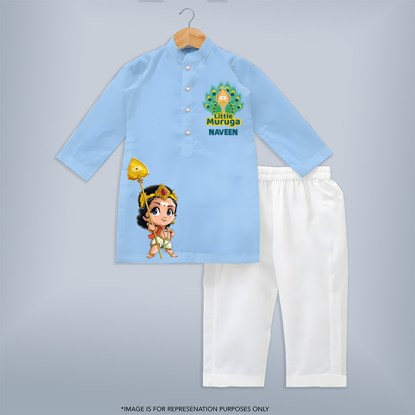 Muruga Devotional Kurta Set | Special Edition for Spiritual Occasions - BABY BLUE - 3 - 6 Months Old (Chest 24", Kurta Length 14'', Waist 19", Pant Length 14")