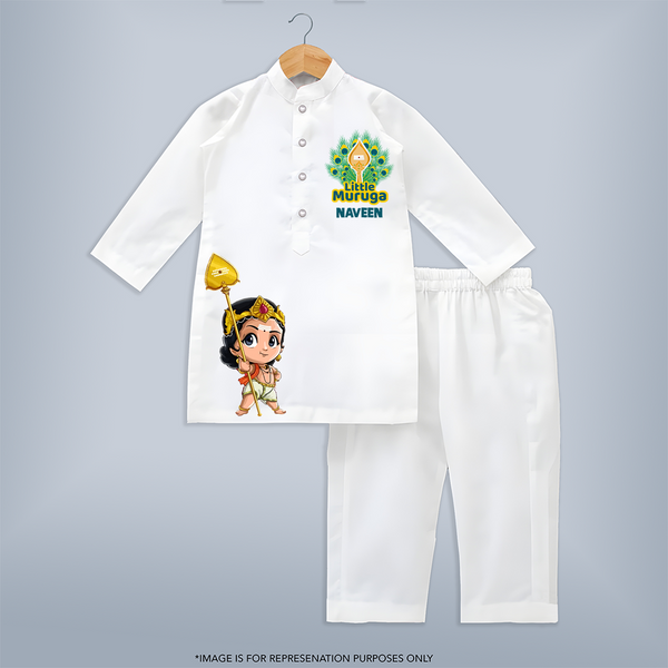 Muruga Devotional Kurta Set | Special Edition for Spiritual Occasions - WHITE - 3 - 6 Months Old (Chest 24", Kurta Length 14'', Waist 19", Pant Length 14")