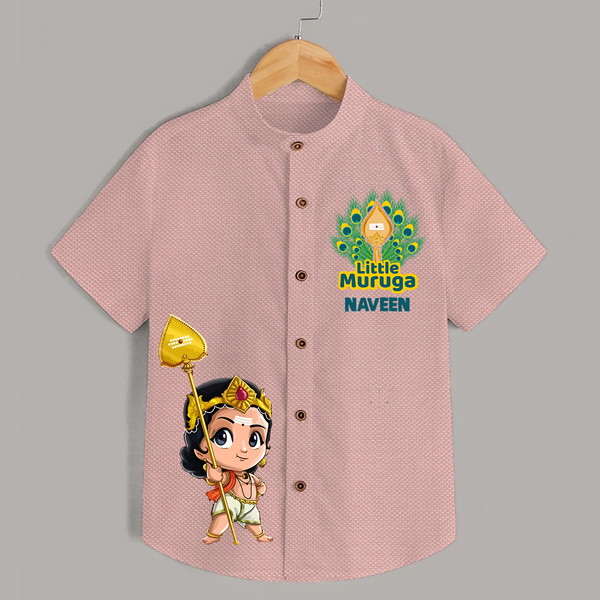 Muruga Devotional Shirt | Special Edition for Spiritual Occasions - PEACH - 0 - 6 Months Old (Chest 23")