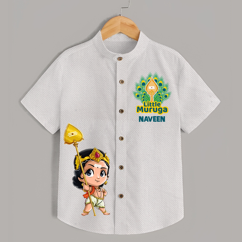 Little Murugan Imprinted Murugan Themed Customized Special Shirt For Kids - WHITE - 0 - 6 Months Old (Chest 23")