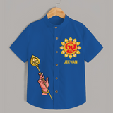 Muruga Divine Blessings Shirt | Auspicious Attire for Sacred Moments - COBALT BLUE - 0 - 6 Months Old (Chest 23")