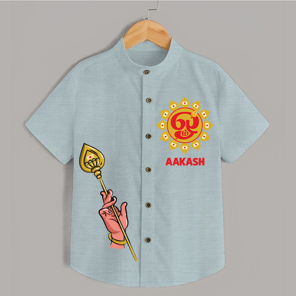 Muruga Divine Blessings Shirt | Auspicious Attire for Sacred Moments - ARCTIC BLUE - 0 - 6 Months Old (Chest 23")