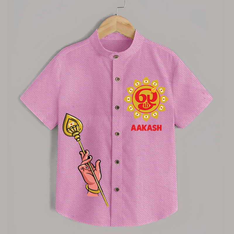 Muruga Divine Blessings Shirt | Auspicious Attire for Sacred Moments - BABY PINK - 0 - 6 Months Old (Chest 23")