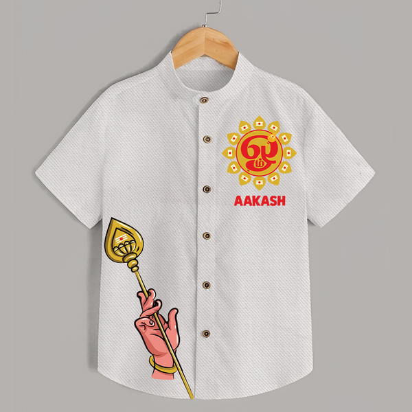 Om Imprinted Murugan Themed Customized Special Shirt For Kids - WHITE - 0 - 6 Months Old (Chest 23")