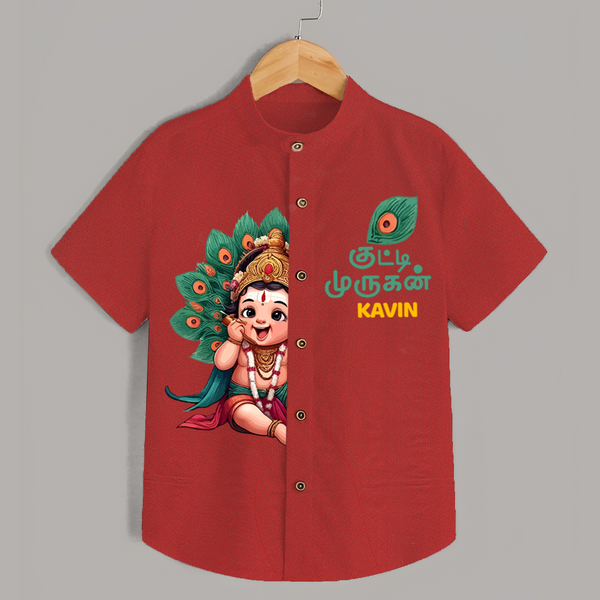 Muruga's Grace Shirt | Custom Design for Men's Traditional Wear - RED - 0 - 6 Months Old (Chest 23")