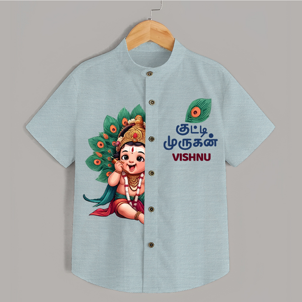 Muruga's Grace Shirt | Custom Design for Men's Traditional Wear - ARCTIC BLUE - 0 - 6 Months Old (Chest 23")