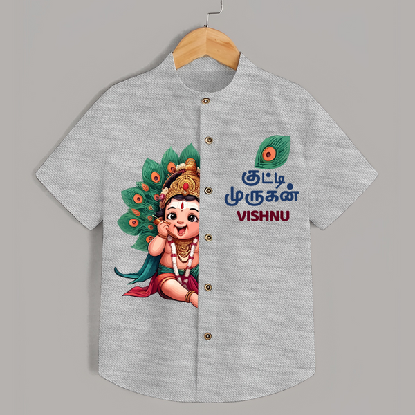 Muruga's Grace Shirt | Custom Design for Men's Traditional Wear - GREY - 0 - 6 Months Old (Chest 23")