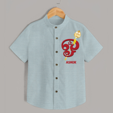 Om Imprinted Murugan Themed Customized Shirt For Kids - ARCTIC BLUE - 0 - 6 Months Old (Chest 23")